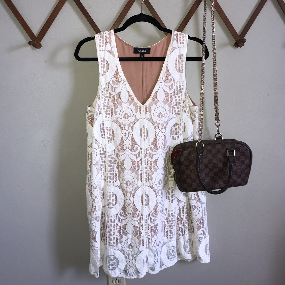 White lace shift dress